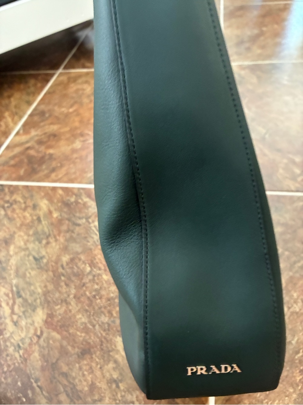 Prada Vitello Corsica Smeraldo Green Leather Hobo Shoulder Bag 1BC013 - Picture 9 of 14